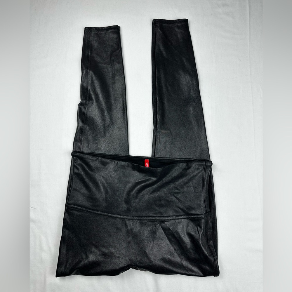 Spanx faux leather high-rise leggings in black size Large